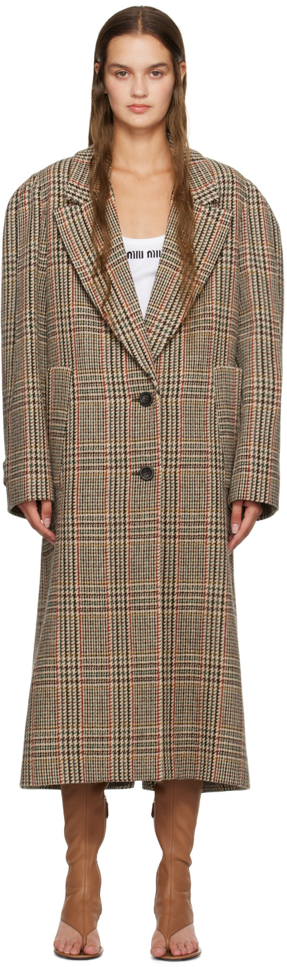 Miu Miu - Beige Plaid Coat