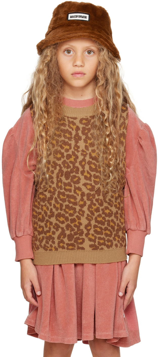 maed for mini - 키즈 브라운 러블리 레오파드 스웨터