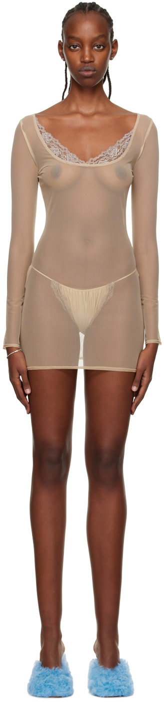 VAILLANT - Robe courte brun clair transparente exclusive à SSENSE