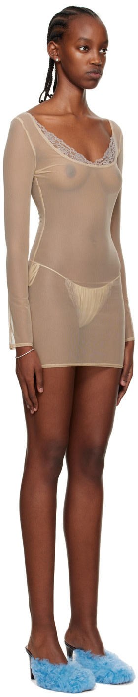 VAILLANT - Robe courte brun clair transparente exclusive à SSENSE