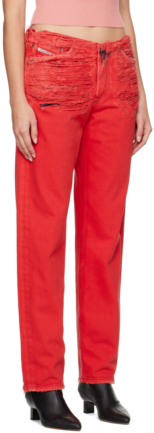 Diesel - Jean rouge à effet usé