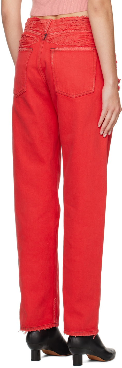 Diesel - Jean rouge à effet usé