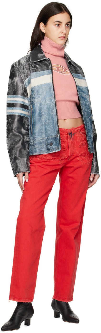 Diesel - Jean rouge à effet usé