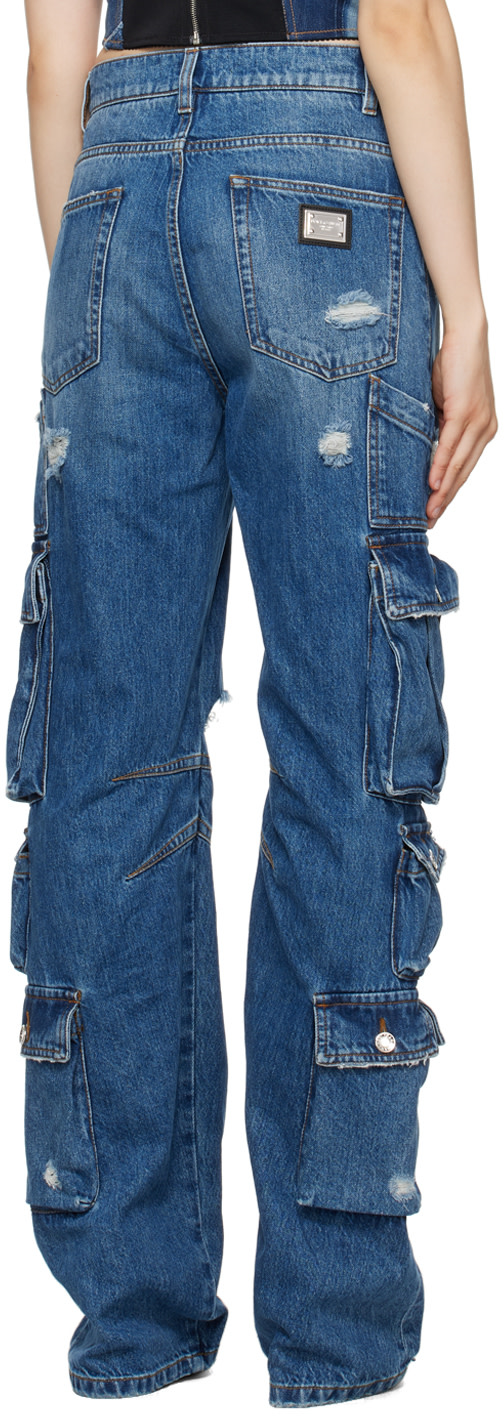 Dolce&Gabbana: Blue Distressed Jeans | SSENSE