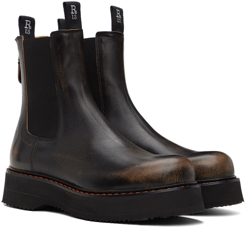 R13 - Black Single Stack Chelsea Boots