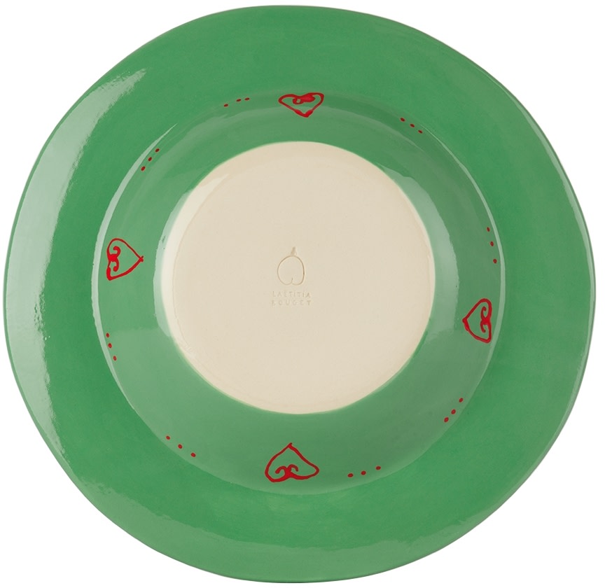 Laetitia Rouget - Assiette plate vert et rose à image