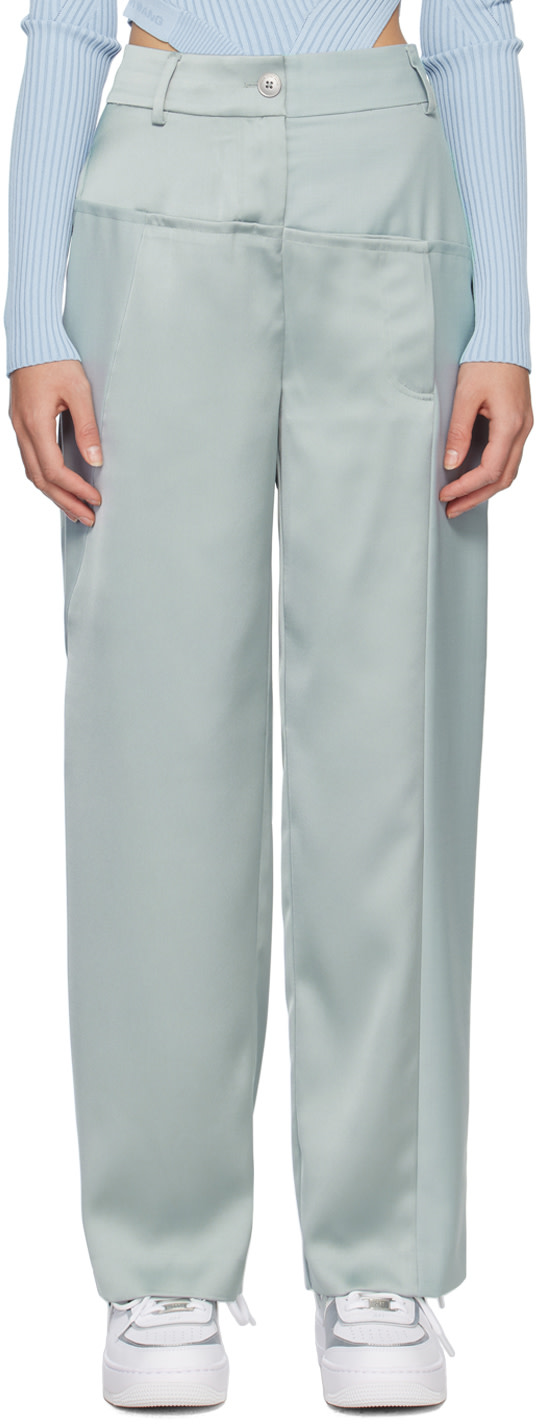 Feng Chen Wang - Pantalon gris à panneaux