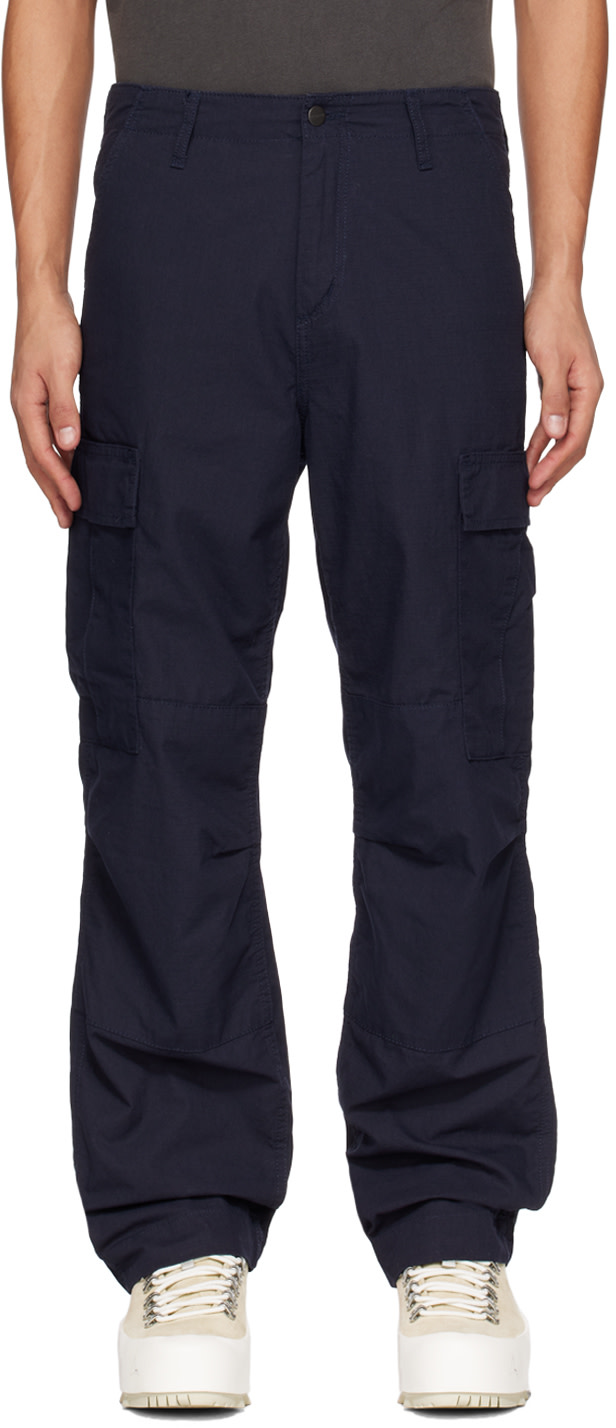 Carhartt Work In Progress - 네이비 레귤러 카고 팬츠