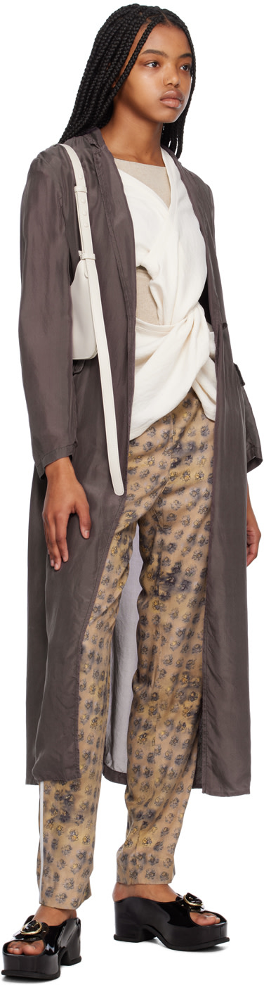 Acne Studios - Pantalon beige à motif fleuri