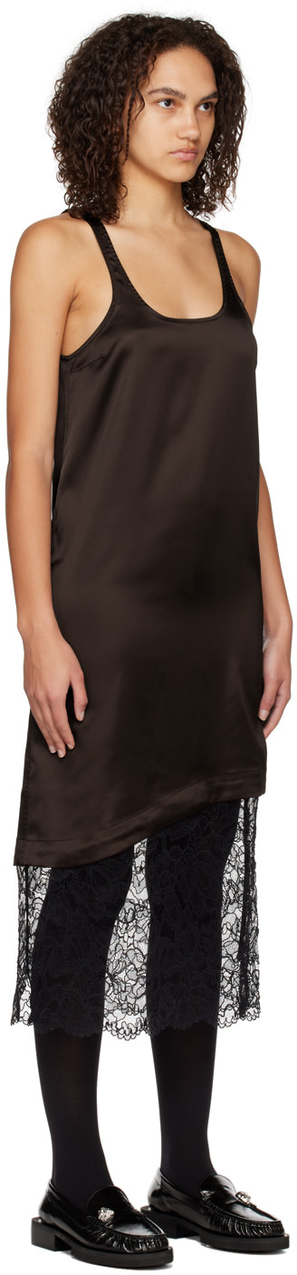 GANNI - Robe midi brune à panneaux