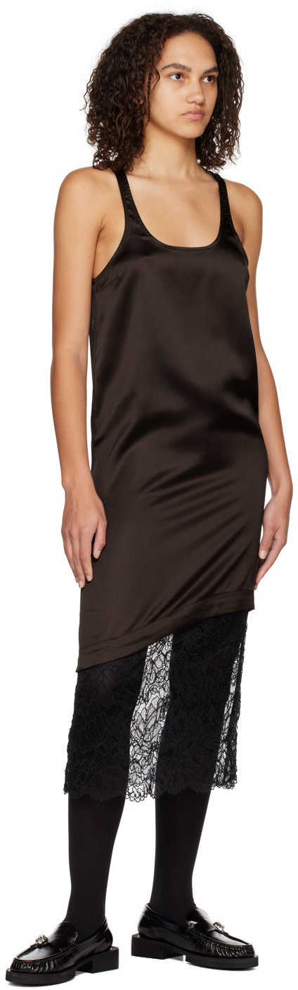 GANNI - Robe midi brune à panneaux