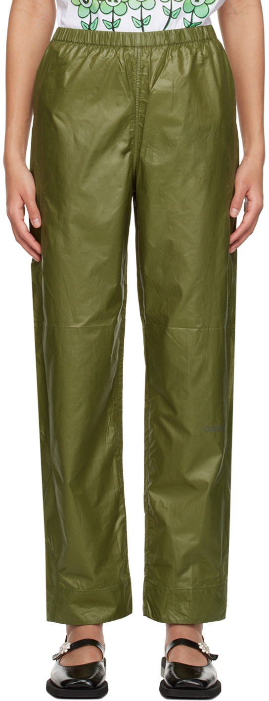 GANNI - Pantalon kaki à taille élastique