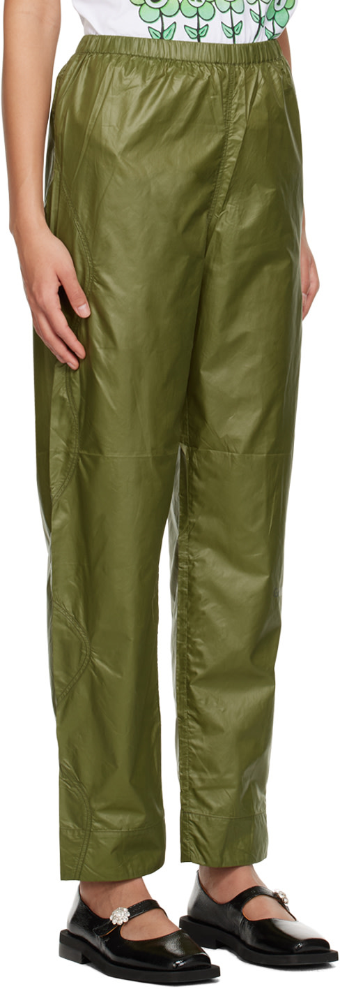 GANNI - Pantalon kaki à taille élastique