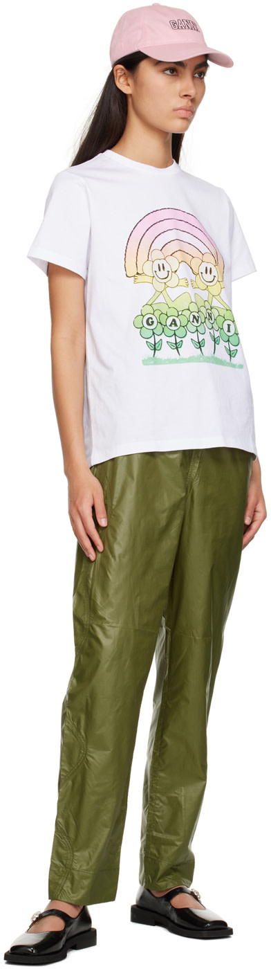 GANNI - Pantalon kaki à taille élastique