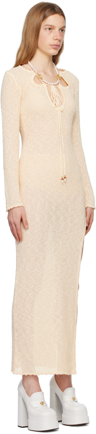 Casablanca - Robe longue blanc cassé à découpe