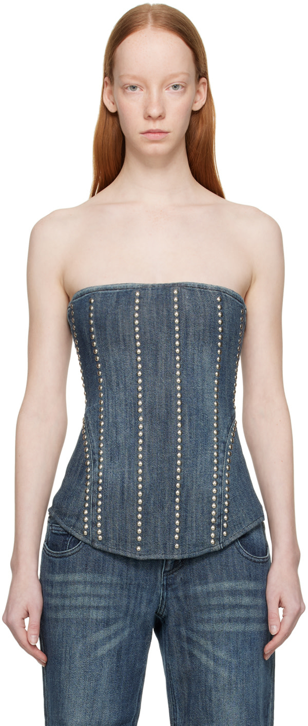 Miaou - Corset Libra bleu en denim