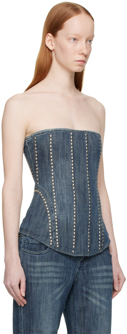 Miaou - Corset Libra bleu en denim