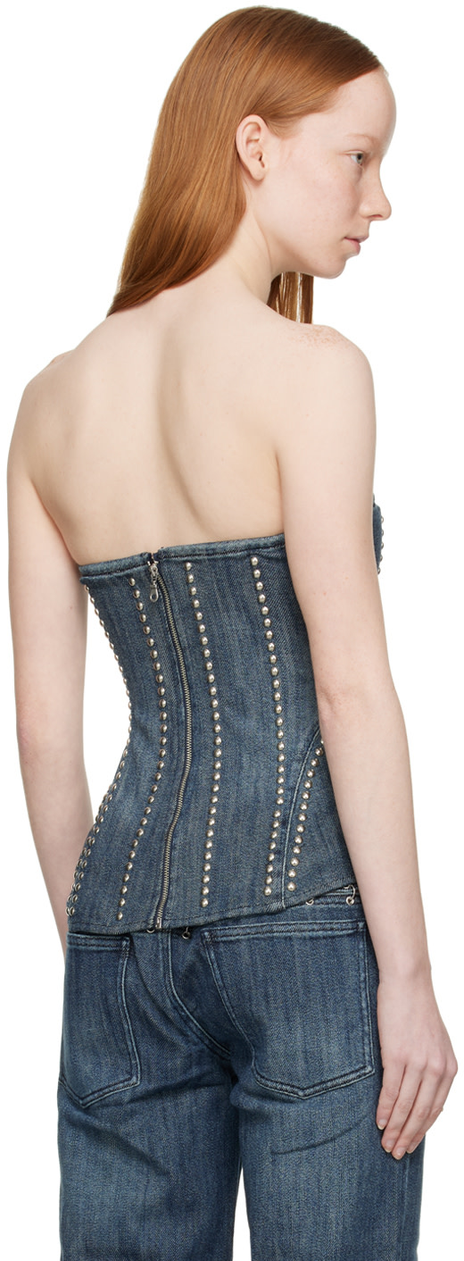 Miaou - Corset Libra bleu en denim