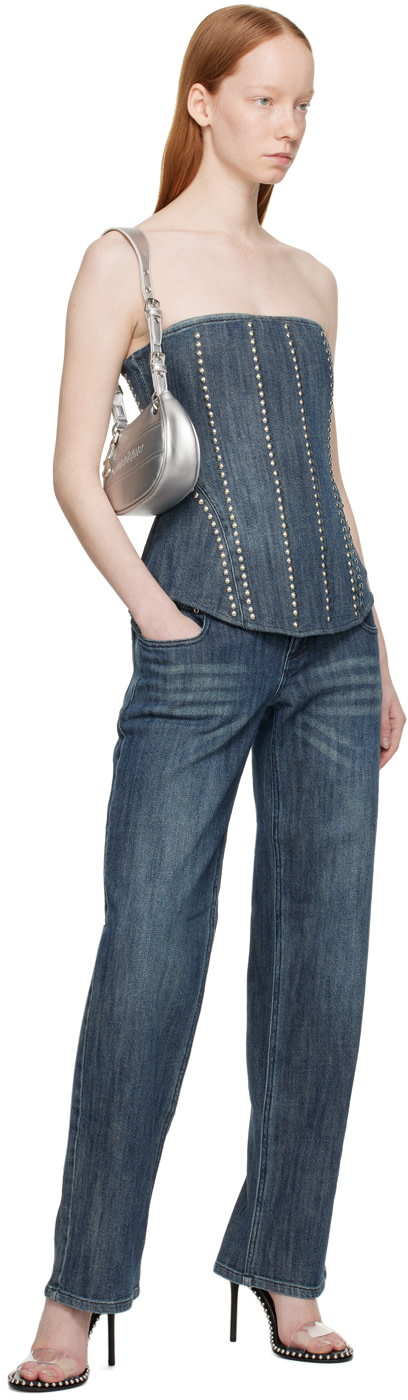 Miaou - Corset Libra bleu en denim