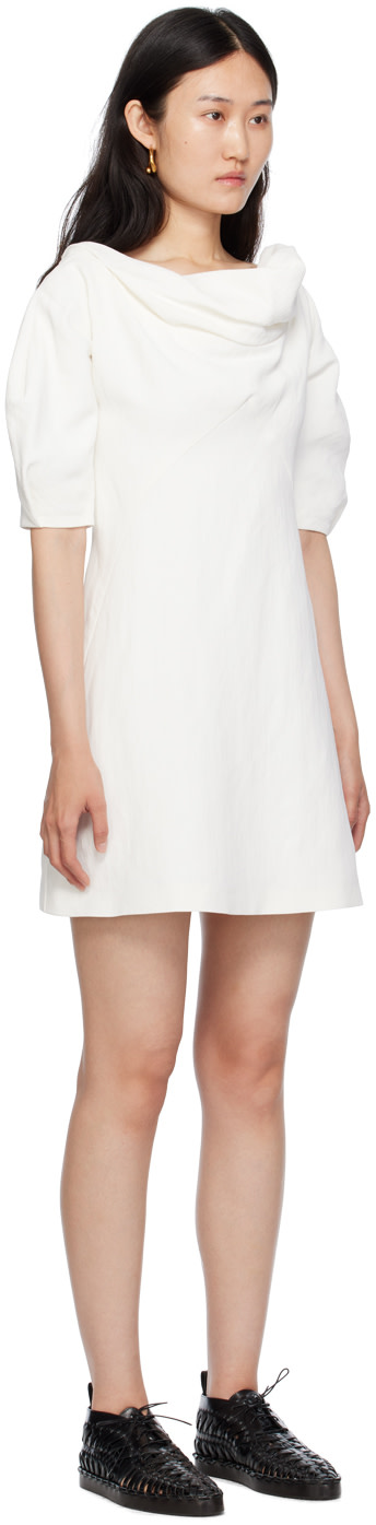 Jil Sander - Robe courte blanche à col bénitier