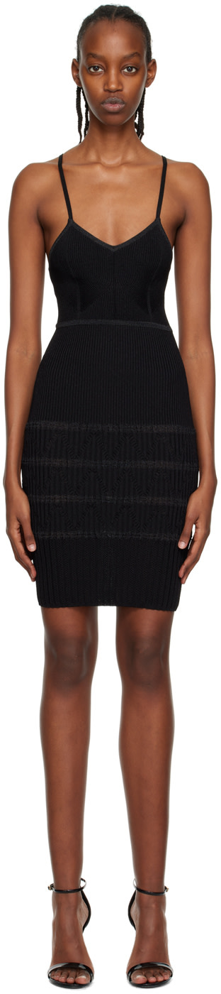 Balmain - Robe courte noire à col en V