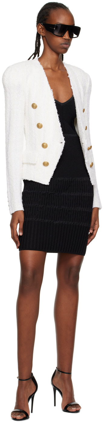 Balmain - Robe courte noire à col en V