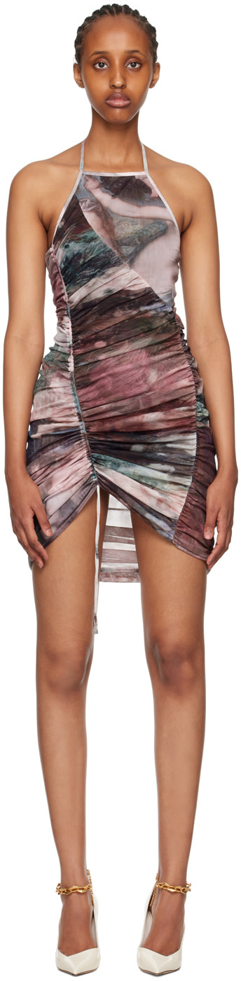 Balmain - Robe courte multicolore à motif graphique imprimé