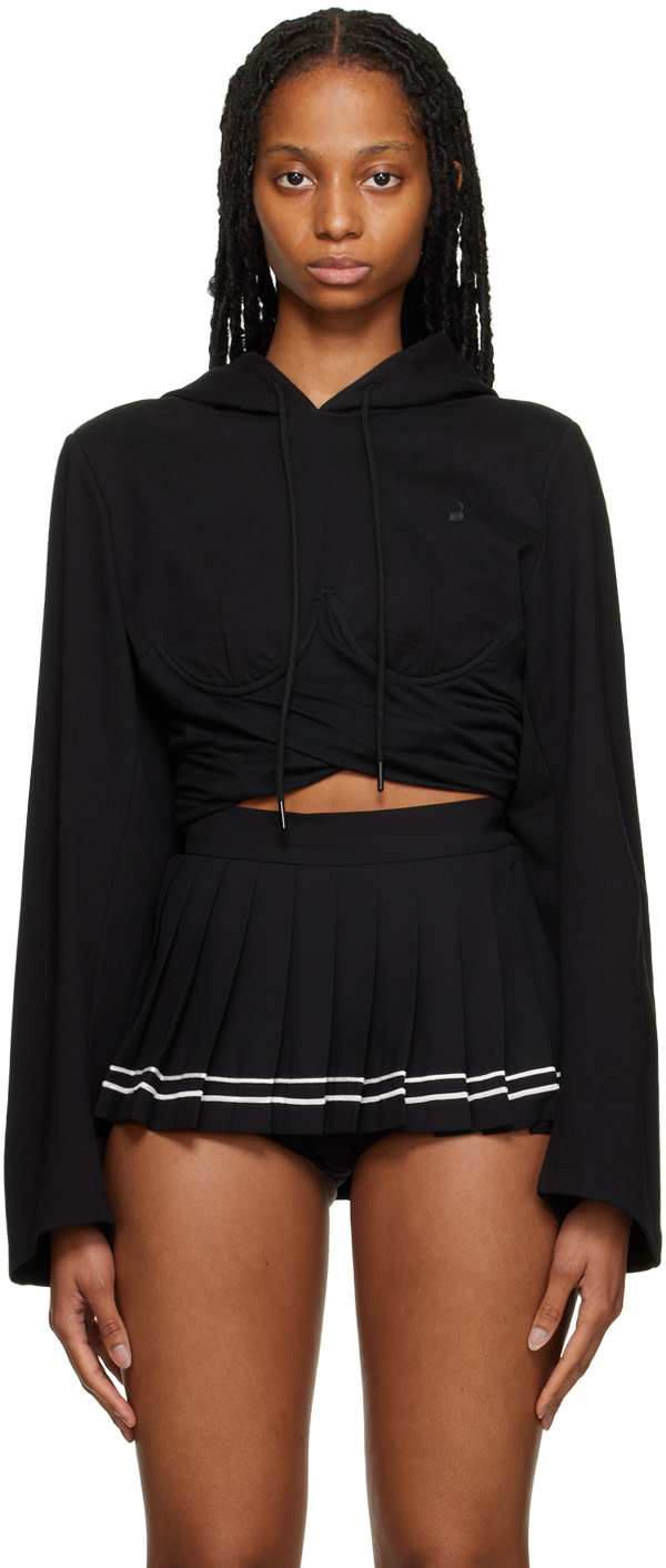 Pushbutton - Pull à capuche noir à baleines