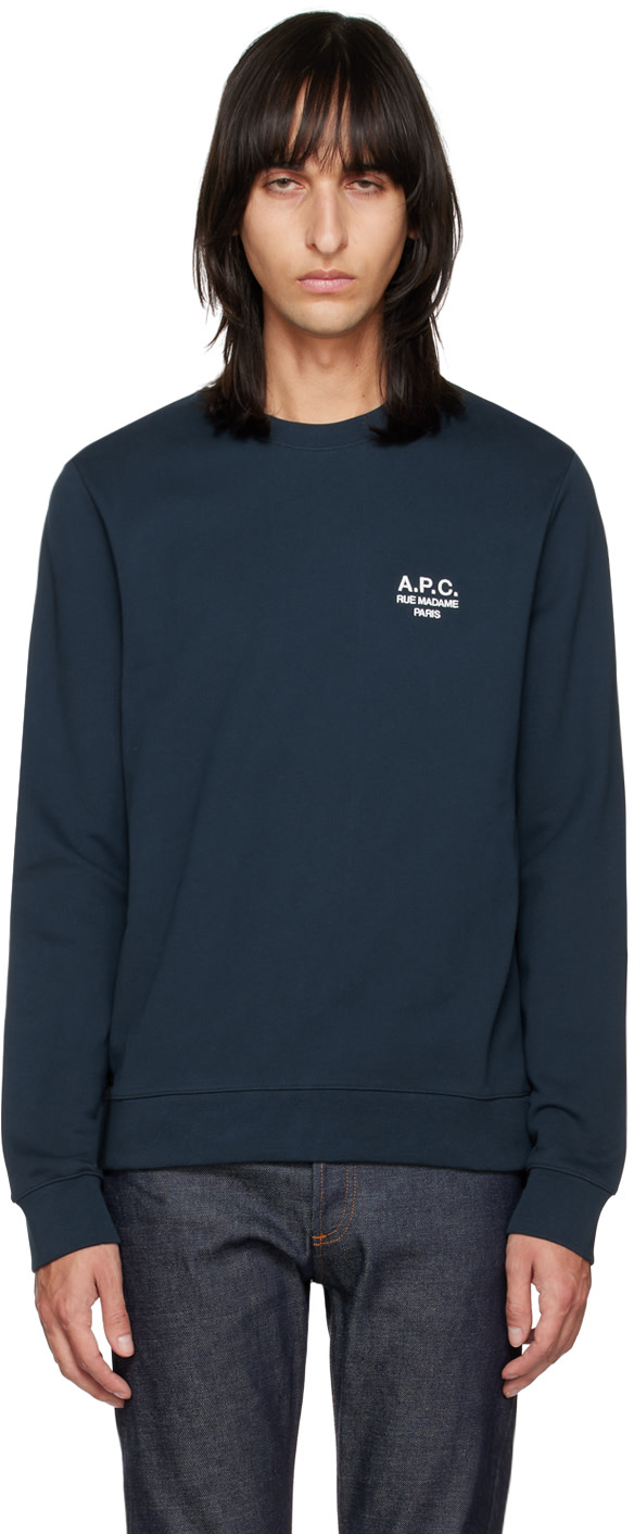 A.P.C. - Pull molletonné Rider bleu marine