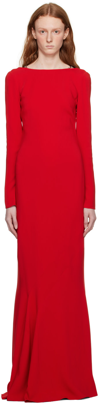 Givenchy - Robe longue rouge à chaine