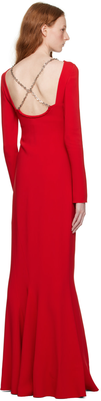 Givenchy - Robe longue rouge à chaine