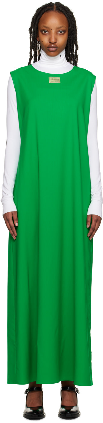 Raf Simons - Robe longue verte à col ras du cou