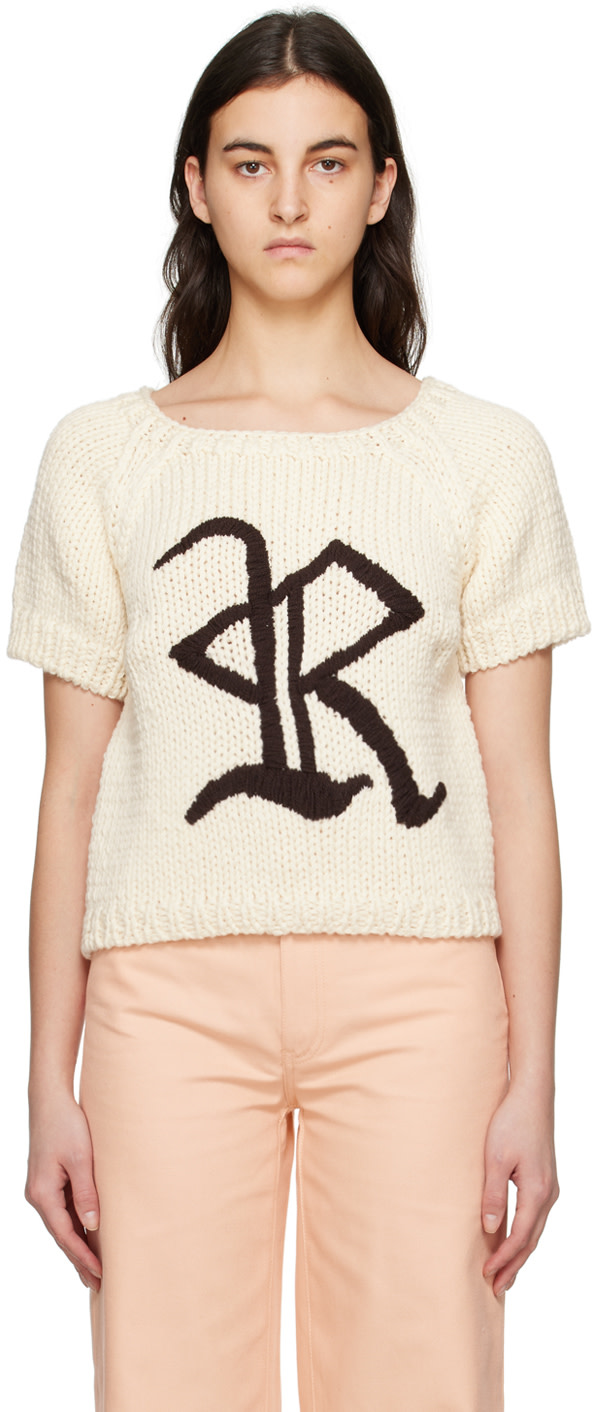 Raf Simons - Pull épais blanc cassé