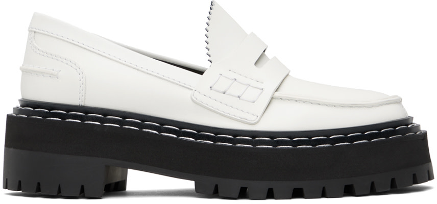 Proenza Schouler ホワイトレザー ブーツ Proenza Schouler: オフホワイト ラグソール プラットフォーム
