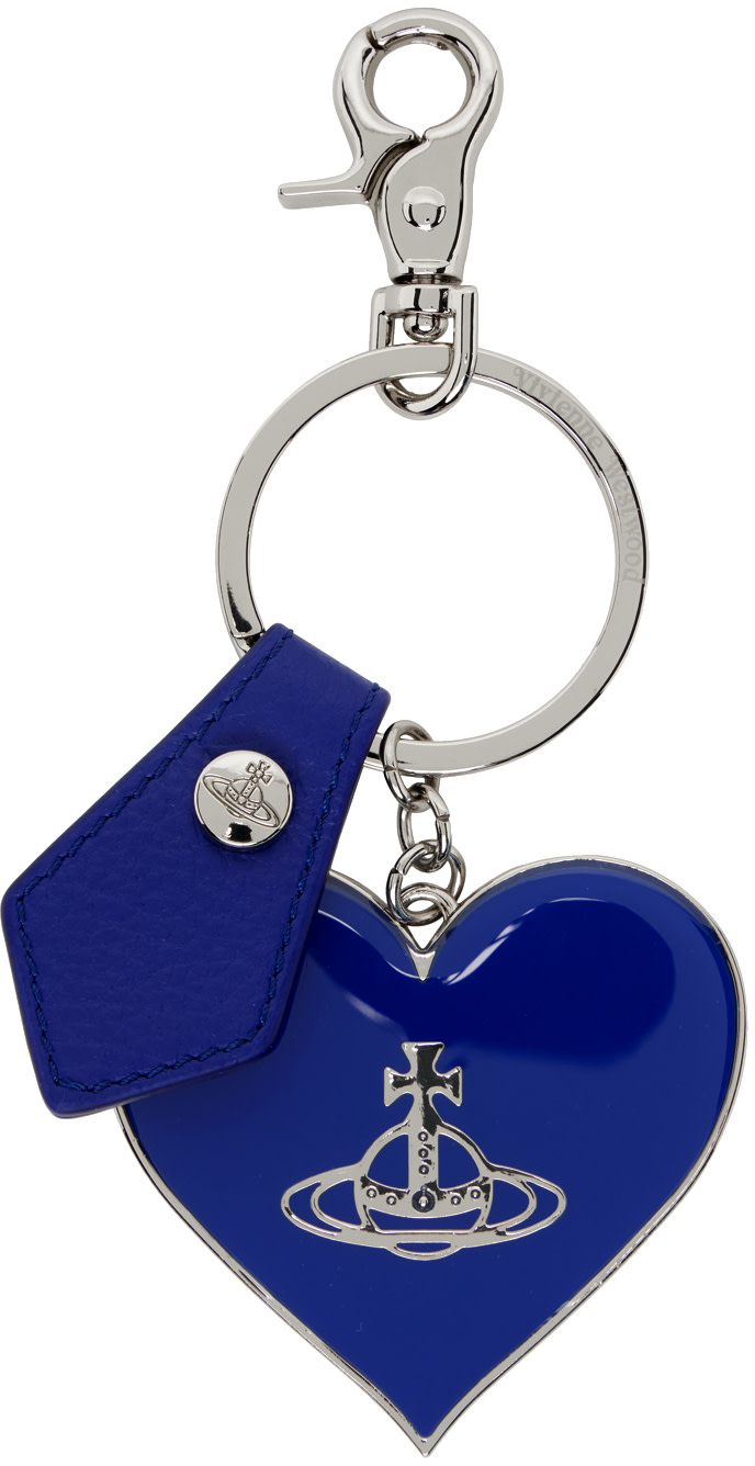 Vivienne Westwood ハート キーホルダー ブルー Vivienne Westwood: ブルー Mirror Heart Orb キーチェーン | SSENSE 日本