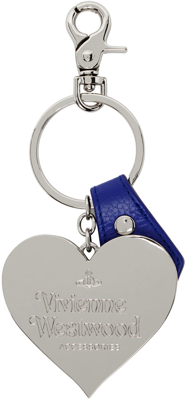 Vivienne Westwood ハート キーホルダー ブルー Vivienne Westwood: ブルー Mirror Heart Orb キーチェーン | SSENSE 日本