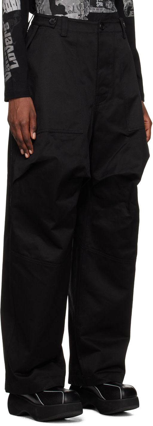 We11done - Pantalon noir à panneaux