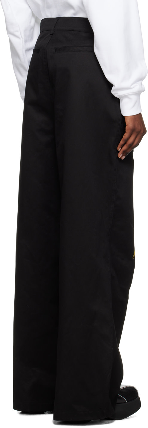 We11done - Pantalon noir à image brodée
