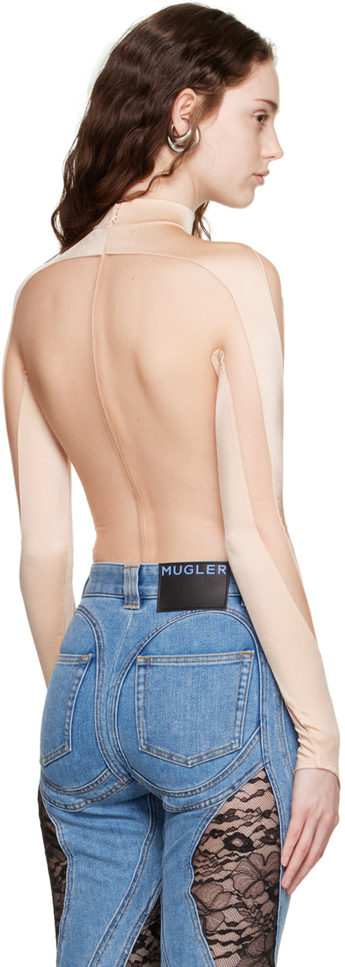 Mugler - Justaucorps beige à panneaux
