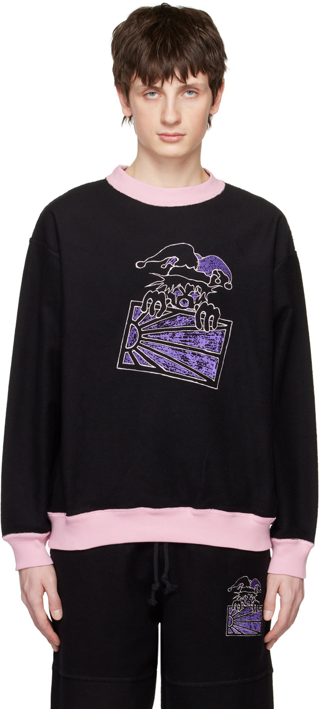 Rassvet - Pull molletonné noir à image à logo brodée