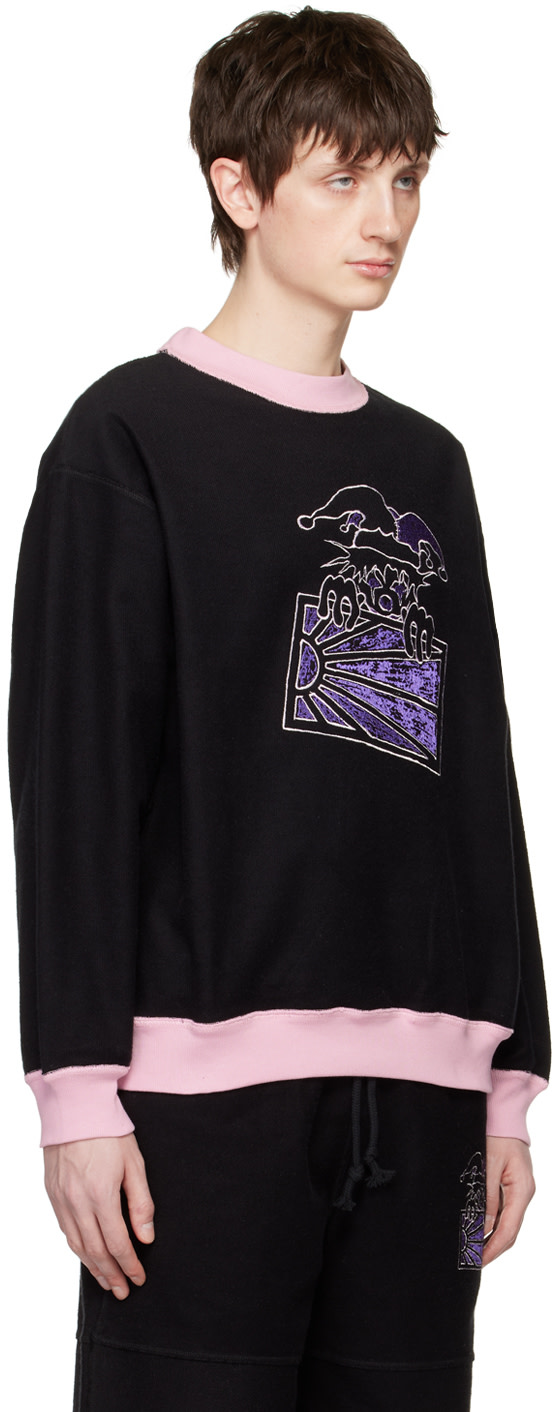 Rassvet - Pull molletonné noir à image à logo brodée