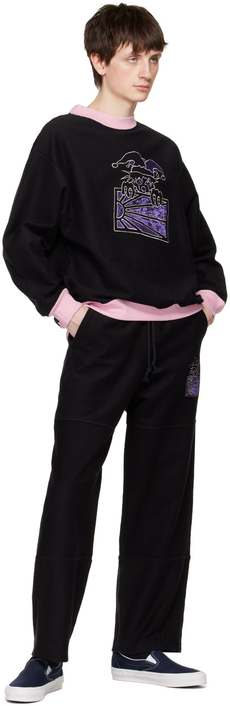 Rassvet - Pull molletonné noir à image à logo brodée