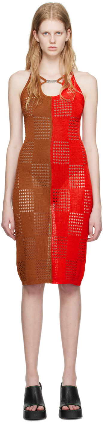 Andersson Bell - Robe midi Keira rouge et brun