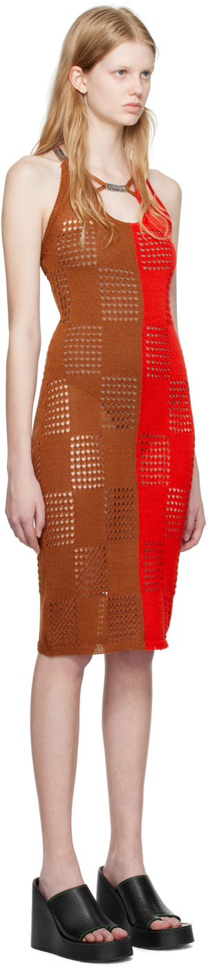 Andersson Bell - Robe midi Keira rouge et brun