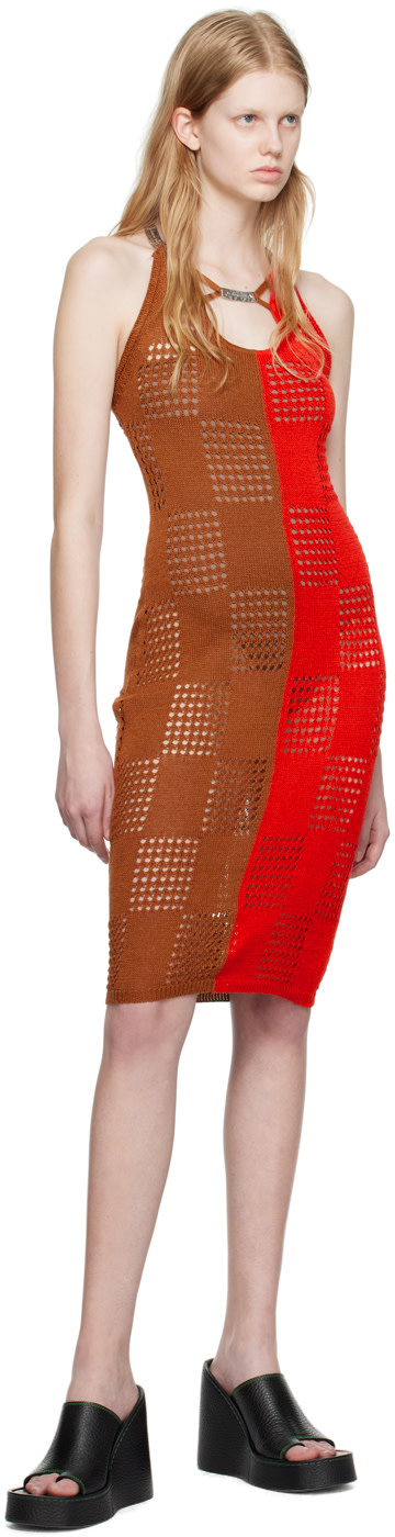 Andersson Bell - Robe midi Keira rouge et brun