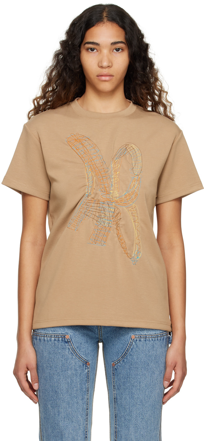 Andersson Bell - T-shirt brun clair à logo brodé