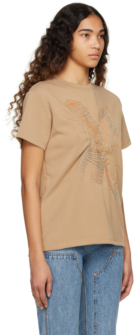 Andersson Bell - T-shirt brun clair à logo brodé