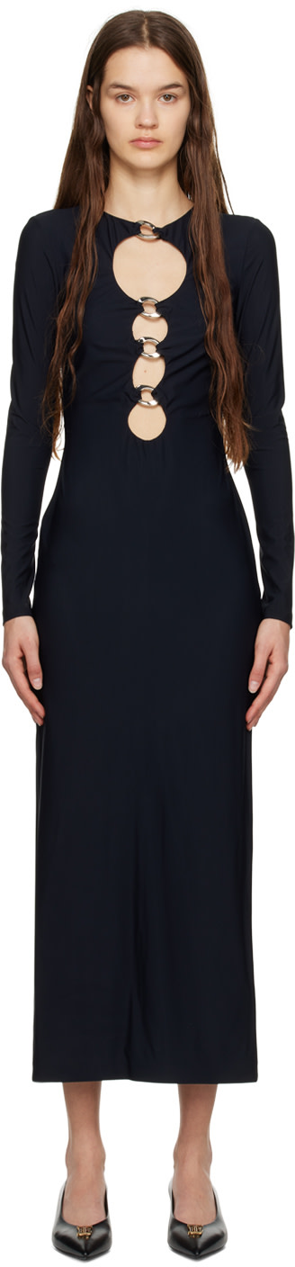 Burberry - Robe longue noire à découpes