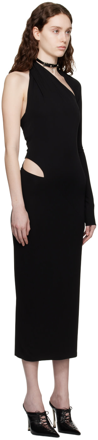 Versace - Robe midi noire à découpe