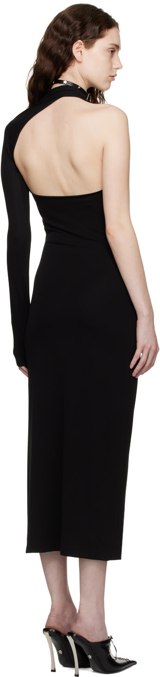 Versace - Robe midi noire à découpe